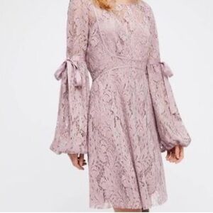 Free People Ruby Lace Long-Sleeve Dress Mini NWT